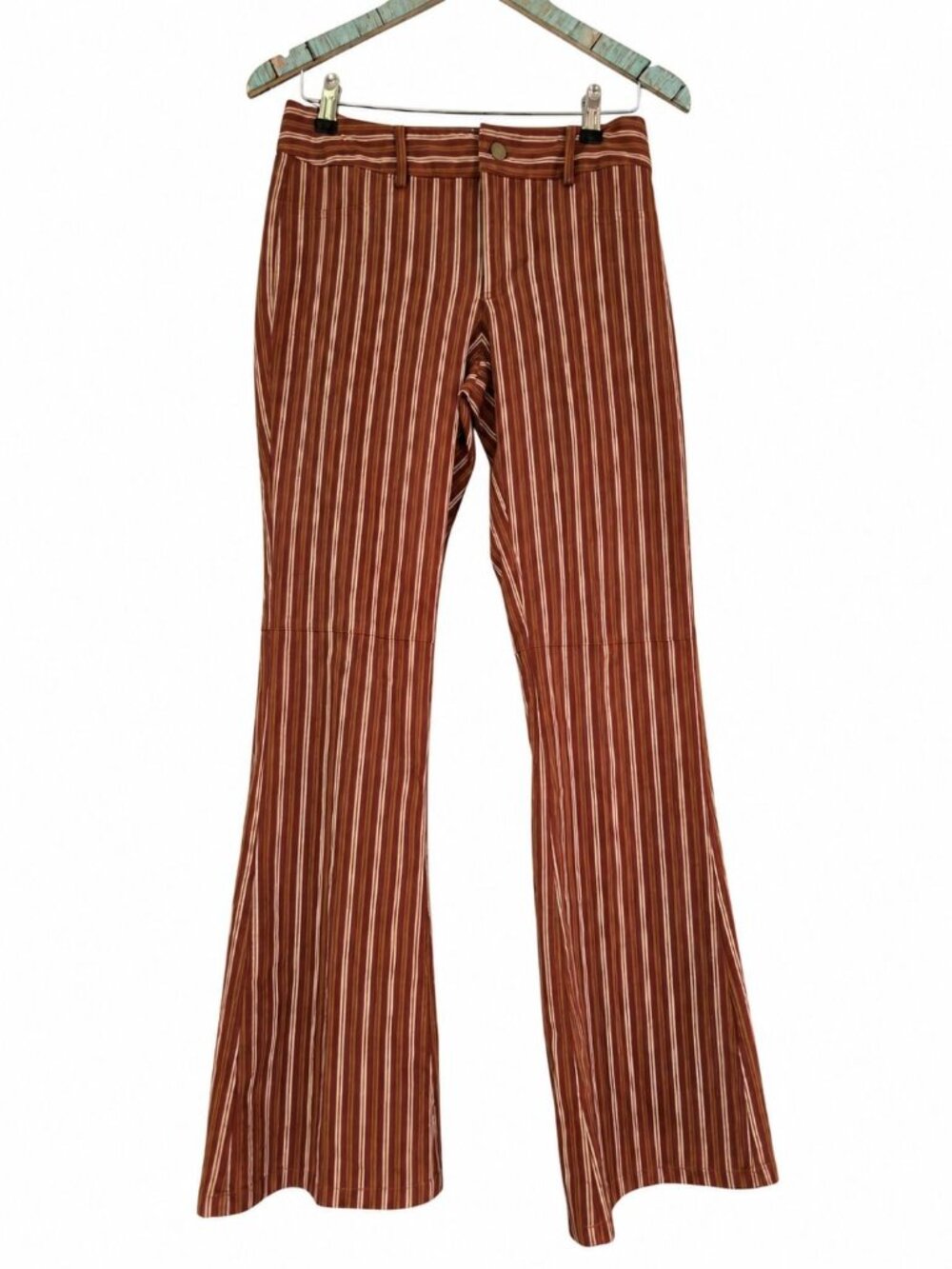Vintage 90's Pazo Striped Brown Flare Midrise Bottom Pockets Pant, Sz 6